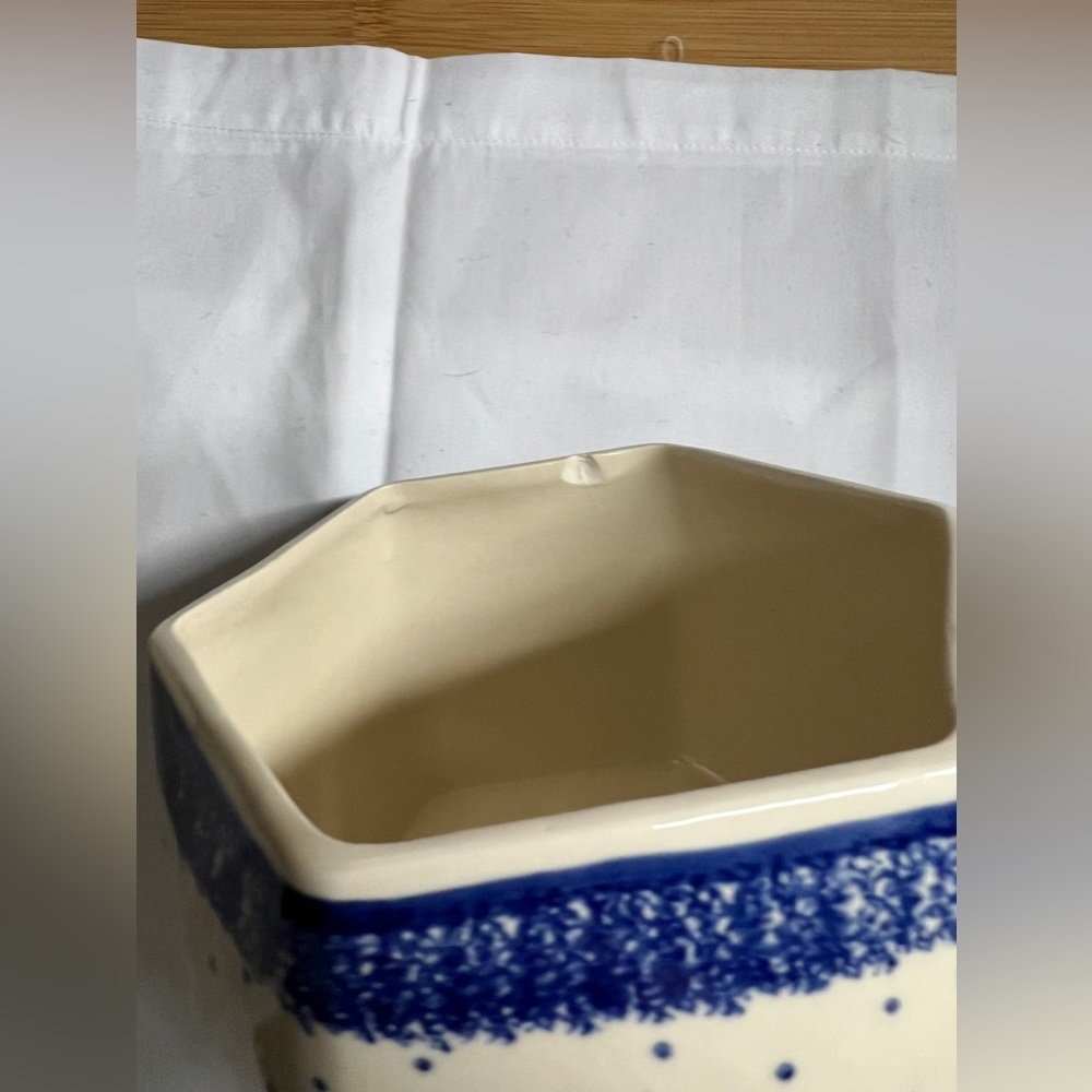 Spring inspired WIZA Polish Pottery Jar with Lid Blue&white|handmade|32|JAR|ART - Picture 8 of 16